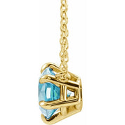 14K Yellow Natural Aquamarine Solitaire 16" Necklace