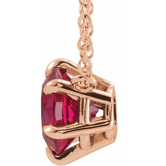 14K Rose Lab-Grown Ruby Solitaire 18" Necklace