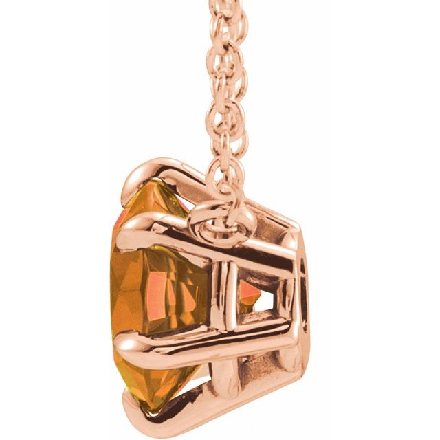 14K Rose Natural Citrine Solitaire 16" Necklace