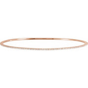 14K Rose Gold 1 CTW Natural Diamond Stackable Bangle Bracelet - 8 Inch