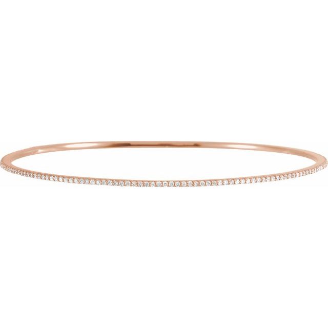 14K Rose Gold 1 CTW Natural Diamond Stackable Bangle Bracelet - 8 Inch