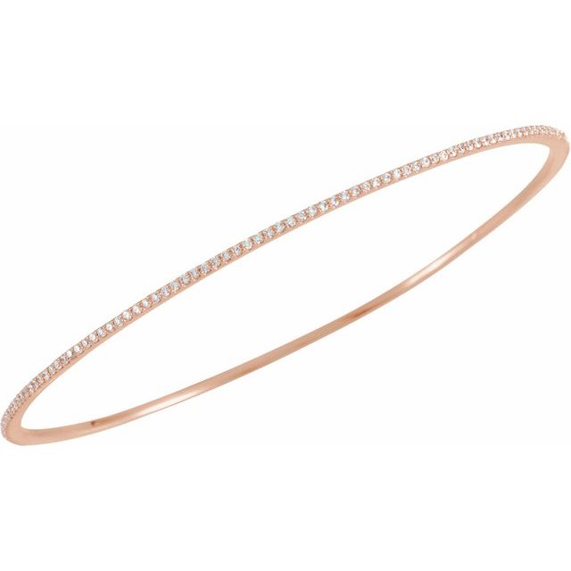 14K Rose Gold 1 CTW Natural Diamond Stackable Bangle Bracelet - 8 Inch