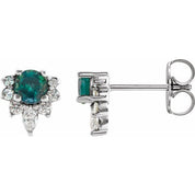 14K White Lab-Grown Alexandrite & 1/6 CTW Natural Diamond Earrings