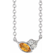 Sterling Silver Natural Citrine & .03 CTW Natural Diamond 18" Necklace