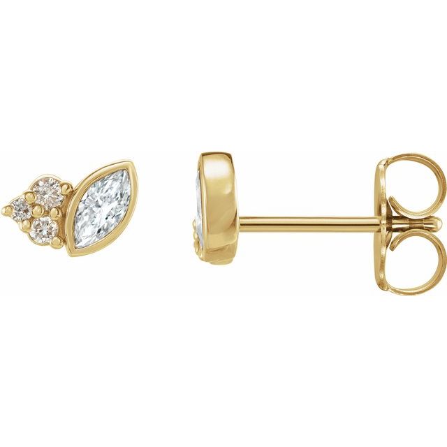 14K Yellow Gold 1/5 CTW Natural Diamond Earrings - Elegant Marquise Design