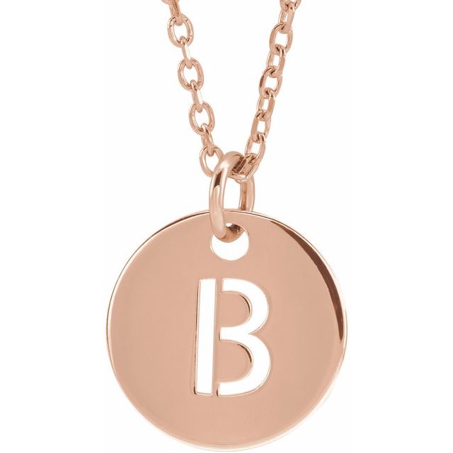 14K Rose Initial B 16-18" Necklace