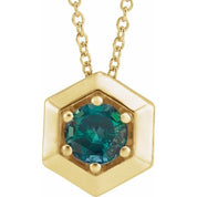 14K Yellow Lab-Grown Alexandrite Geometric 16-18" Necklace
