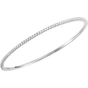 14K White 2 CTW Natural Diamond Stackable Bangle 8" Bracelet