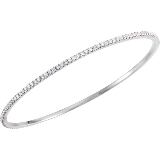 14K White 2 CTW Natural Diamond Stackable Bangle 8" Bracelet