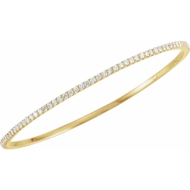 14K Yellow Gold 3 CTW Natural Diamond Stackable Bangle Bracelet - 8"