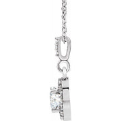 14K White 5/8 CTW Natural Diamond Halo-Style 18" Necklace