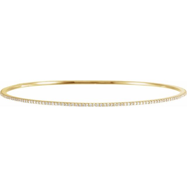 14K Yellow Gold 1 CTW Natural Diamond Stackable Bangle Bracelet - 8"