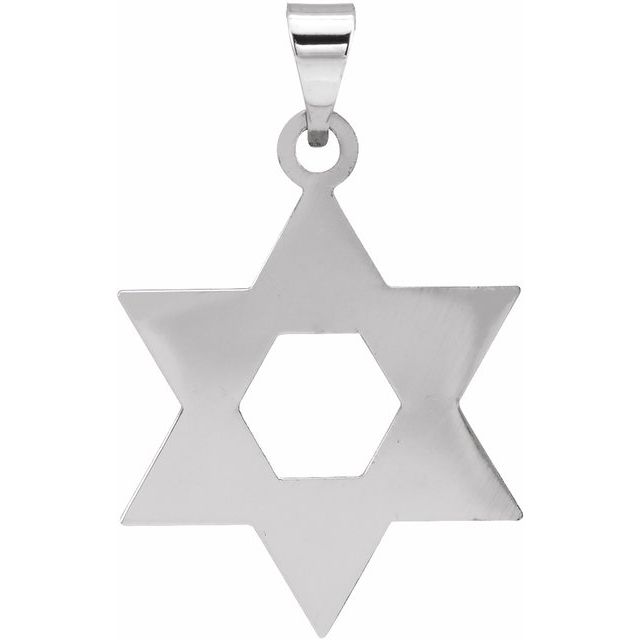 14K White 17x15 mm Star of David Pendant