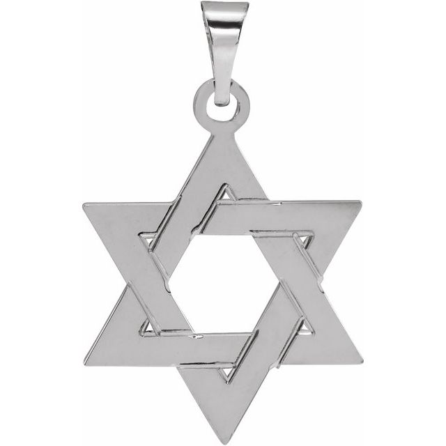 14K White 17x15 mm Star of David Pendant