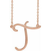 14K Rose Script Initial T 16" Necklace