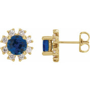 Lab-Grown Gemstone and Natural Diamond Snowflake Halo Stud Earrings Series 2000028