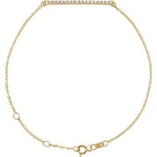 14K and Platinum Natural Diamond Bar Bracelet Adjustable 6.5 to 7.5 Inches Series BRC771