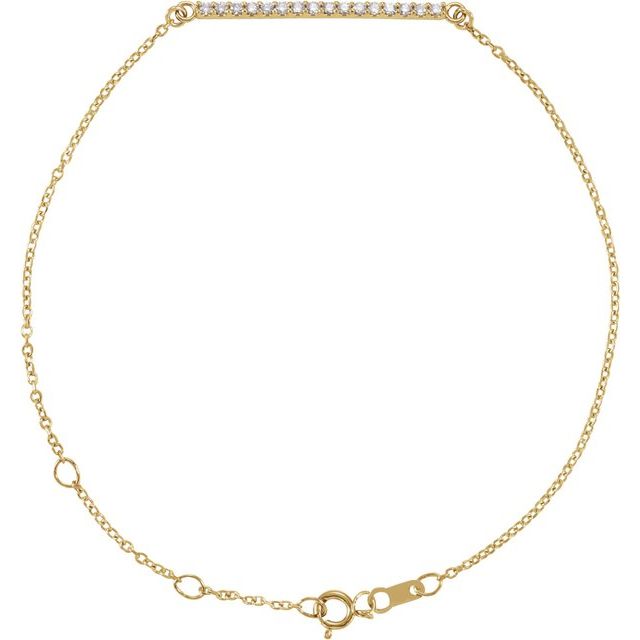 14K and Platinum Natural Diamond Bar Bracelet Adjustable 6.5 to 7.5 Inches Series BRC771