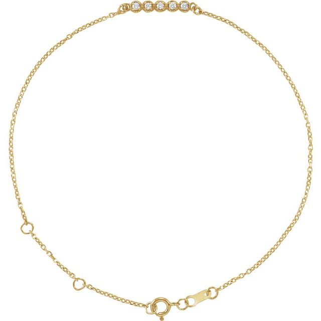 14K Yellow .07 CTW Natural Diamond Bar 6 1/2-7 1/2" Bracelet