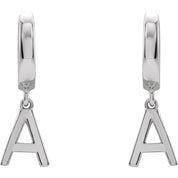 Platinum Initial A Hinged Huggie Earring