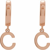 14K Gold Initial Dangle Hinged Huggie Earrings