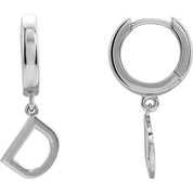 Platinum Initial D Hinged Huggie Earring