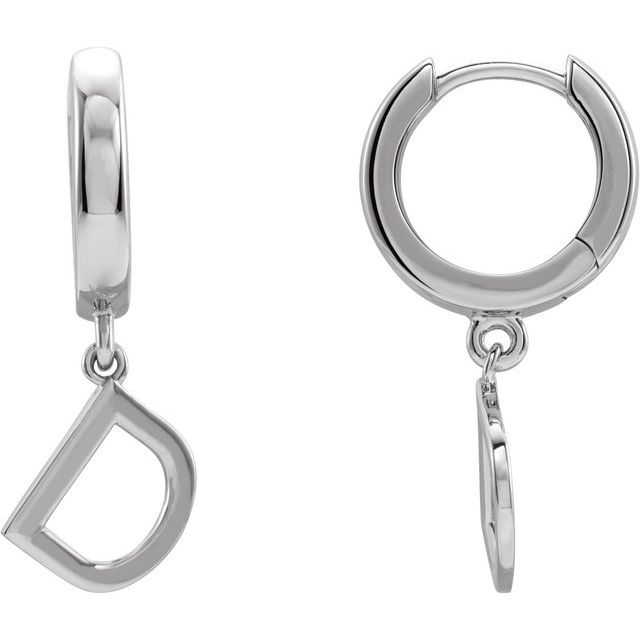 Platinum Initial D Hinged Huggie Earring