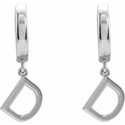 Platinum Initial D Hinged Huggie Earring