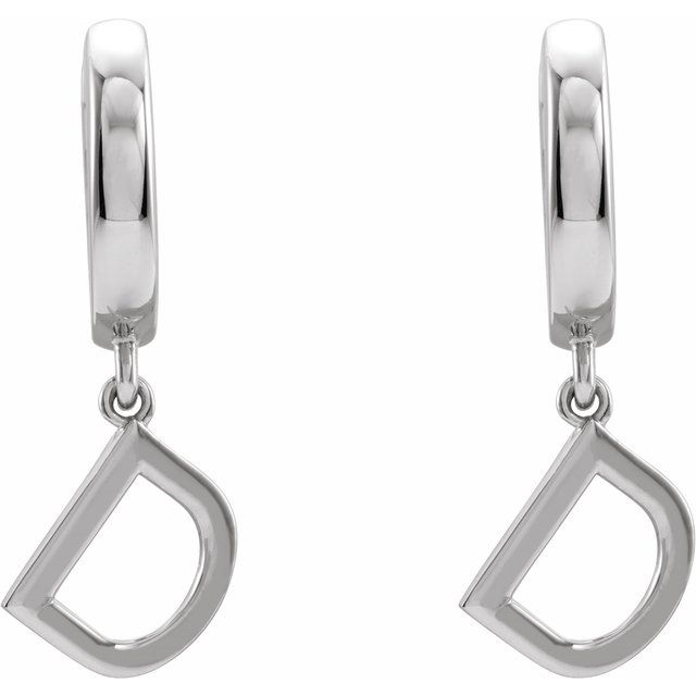 Platinum Initial D Hinged Huggie Earring