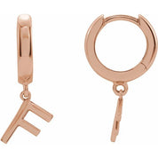 14K Gold Initial Dangle Hinged Huggie Earrings