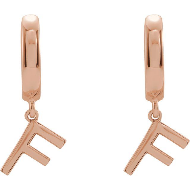 14K Gold Initial Dangle Hinged Huggie Earrings