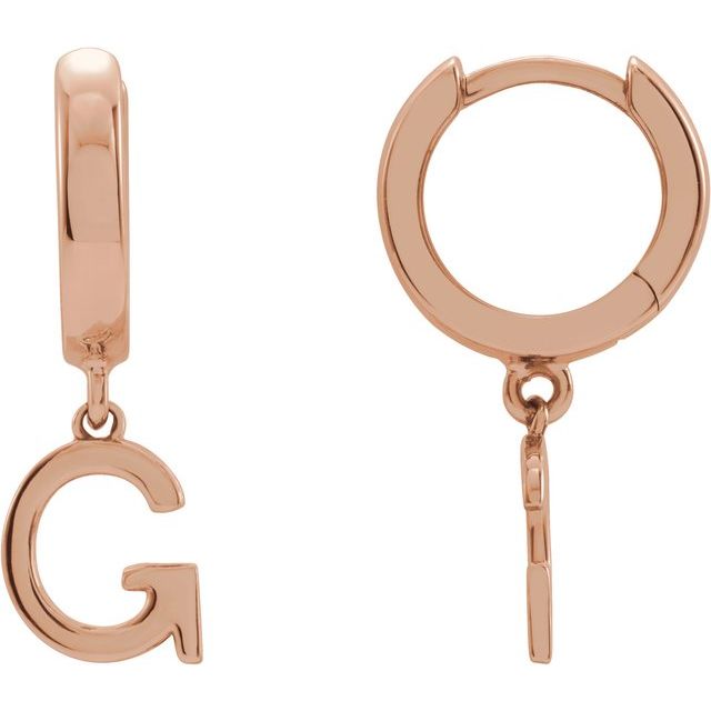 14K Gold Initial Dangle Hinged Huggie Earrings