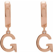 14K Gold Initial Dangle Hinged Huggie Earrings