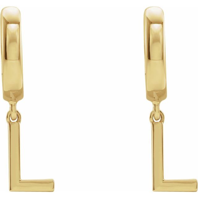 14K Gold Initial Dangle Hinged Huggie Earrings