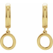 14K Gold Initial Dangle Hinged Huggie Earrings