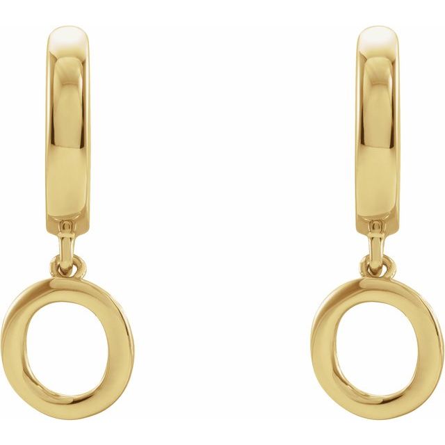 14K Gold Initial Dangle Hinged Huggie Earrings