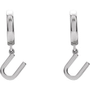 Sterling Silver Initial U Hinged Huggie Earring