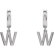 Platinum Initial W Hinged Huggie Earring