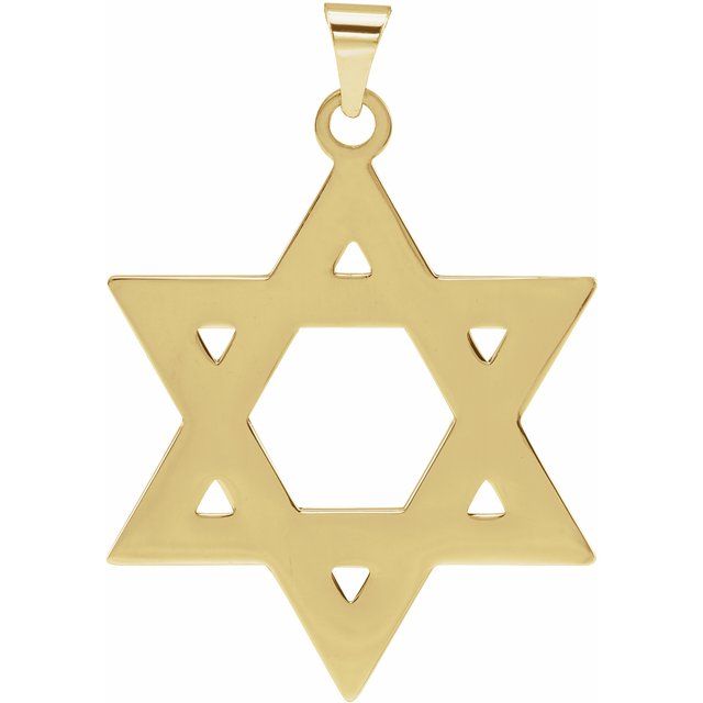 14K Yellow 32x26 mm Star of David Pendant