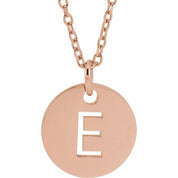 14K Rose Initial E 16-18" Necklace