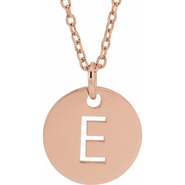 14K Rose Initial E 16-18" Necklace