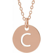 14K Rose Initial C 16-18" Necklace
