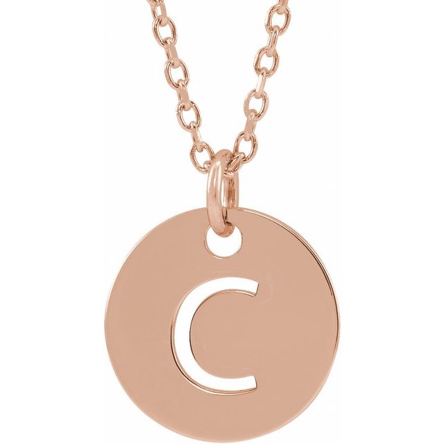 14K Rose Initial C 16-18" Necklace
