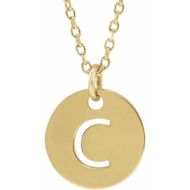 18K Yellow Gold-Plated Sterling Silver Initial C 16-18" Necklace