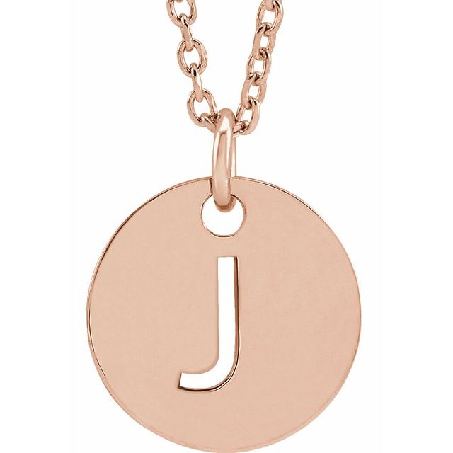 14K Rose Initial J 16-18" Necklace