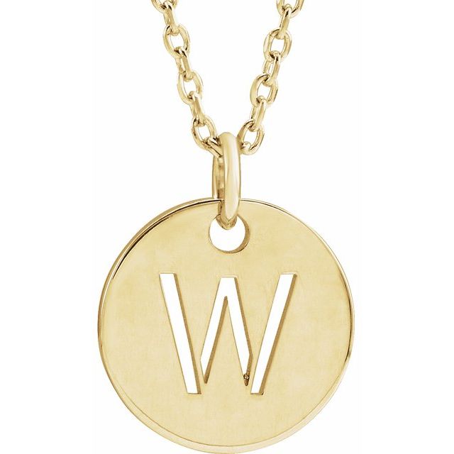 18K Yellow Gold-Plated Sterling Silver Initial W 16-18" Necklace