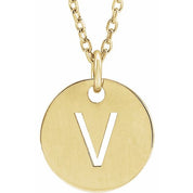 18K Yellow Gold-Plated Sterling Silver Initial V 16-18" Necklace