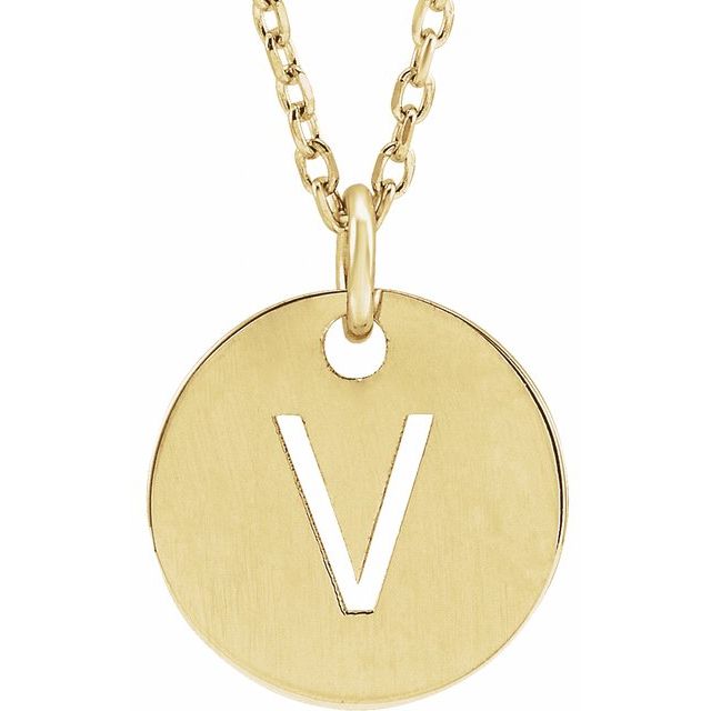 18K Yellow Gold-Plated Sterling Silver Initial V 16-18" Necklace