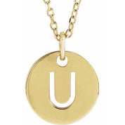 18K Yellow Gold-Plated Sterling Silver Initial U 16-18" Necklace
