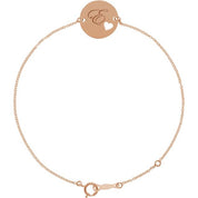 14K Rose Engravable Pierced Heart Disc 7-8" Bracelet